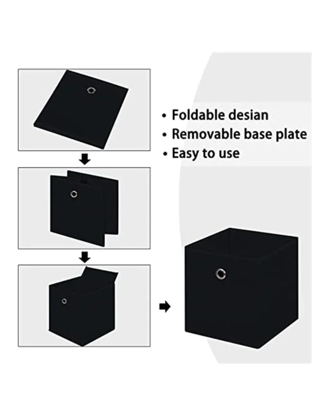 Black Foldable Storage Cubes Bins 11 Inch Cloth Storage Cube Fabric Storage